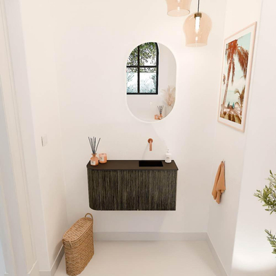 Mondiaz JOYA 81.6cm toiletmeubel - ronding links kleur Shadow - Wastafel FAYE positie Rechts Zonder kraangat kleur Urban.