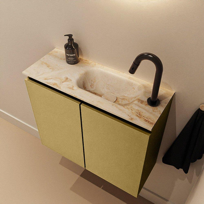 MONDIAZ TURE-DLUX 60cm toiletmeubel Oro. EDEN wastafel Frappe positie rechts. Met 1 kraangat.