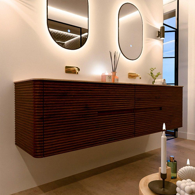 Mondiaz CIRO-DLUX Ensemble de meubles de salle de bains - 190x45x50cm - vasque en solid surface Arena - 2 lavabos double - sans trous de robinet - 4 tiroirs - Ruby