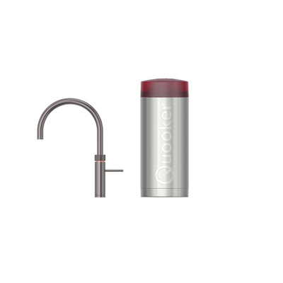 Quooker Fusion Round robinet d'eau bouillante - bec pivotant - Combi+ incl. réservoir Cube - Eau chaude / bouillante / pétillante / filtrée - Gunmetal