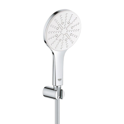 GROHE Rainshower SmartActive 130 Set de douchette - 3 types de jets - rond - avec support - flexible lisse - 150cm - chromé/moon white