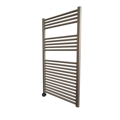 Sanicare Elektrische Radiator - 111.8x60cm - 730W - design - thermostaat - zwart - linksonder - inox look (zilver)