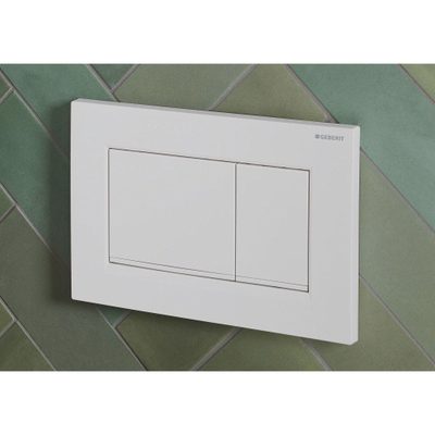 Geberit Sigma30 bedieningplaat, 2-toets spoeling frontbediening voor toilet 24.6x16.4cm wit/matwit - OUTLET UDEN