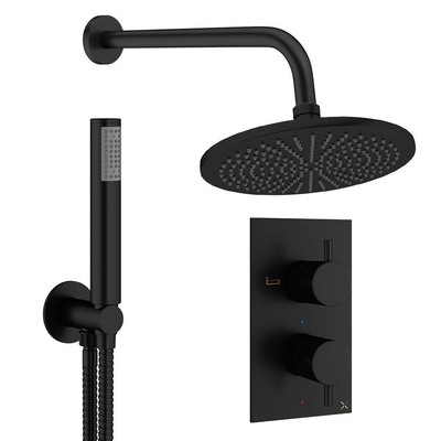 Crosswater MPRO inbouw regendoucheset – Ø30 cm hoofddouche – staafhanddouche – 2 hendels – zwart mat