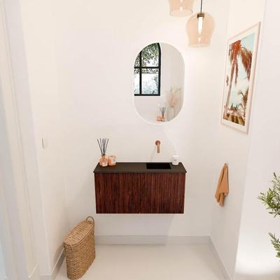 Mondiaz JOYA 80cm toiletmeubel - kleur Ruby - Wastafel FAYE positie Rechts Zonder kraangat kleur Urban.