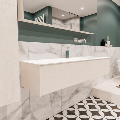 ENSEMBLE DE MEUBLE MONDIAZ LUSH - 150cm - 2 tiroirs - lavabo cloud - vasque à droite - 0 trous de robinet - sous-couche