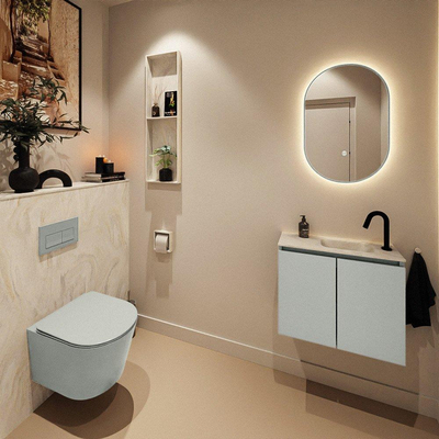 MONDIAZ TURE-DLUX 60cm toiletmeubel Greey. EDEN wastafel Ostra positie rechts. Met 1 kraangat.