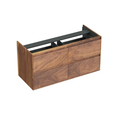 Forzalaqua Reno 2.0 meuble sous-lavabo 120x51x60cm avec 4 tiroirs sans poignées à fermeture douce Chêne massif Pure Walnut