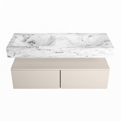 MONDIAZ ALAN - DLUX Badkamermeubelset - 120cm - onderkast - Linen - 2 lades - vrijhangende wastafel - 2 wasbakken - 0 kraangaten - Glace