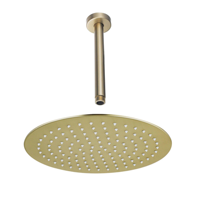 FugaFlow Eccelente Acces Hoofddouche - 25cm - rond - plafondarm 20cm - Geborsteld Messing PVD (Goud)