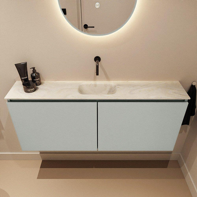 MONDIAZ TURE-DLUX meuble WC 120 cm Greey. Lavabo EDEN Ostra position centrale. Sans trou de robinet.