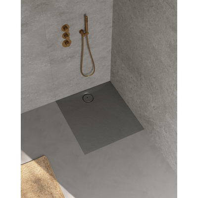 Riho Nuvia Douchevloer - 90x80cm - antibacterieel - purite - stone grey