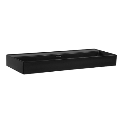 Brauer Lunar vasque à poser pour meuble - 101x13x46.5cm - avec trop-plein - 1 bassin - 0 perçages de robinet - céramique - noir mat