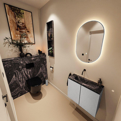 MONDIAZ TURE-DLUX 60cm toiletmeubel Plata. EDEN wastafel Lava positie links. Zonder kraangat.