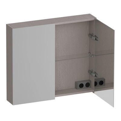 BRAUER Impress spiegelkast – 80x70x15 cm – 2 deuren, dubbelzijdige spiegeldeuren – Timber Greige
