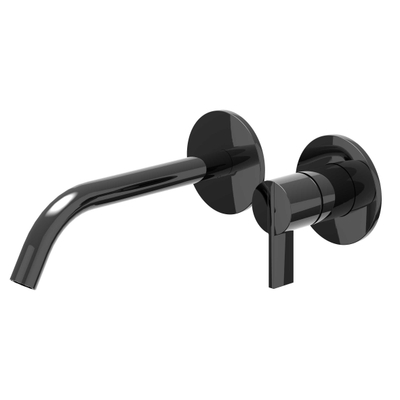 IVY Pact Partie apparente - mitigeur de lavabo - 2 trous - encastré - montage mural - bec courbé - coldstart - Chrome noir PVD