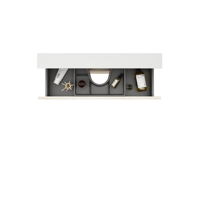 Saniclass Prime Vita Meuble de salle de bain - 140x46x60cm - lavabo en céramique brillant blanc - 2 vasques - 2 trous de robinet - 4 tiroirs - chêne clair