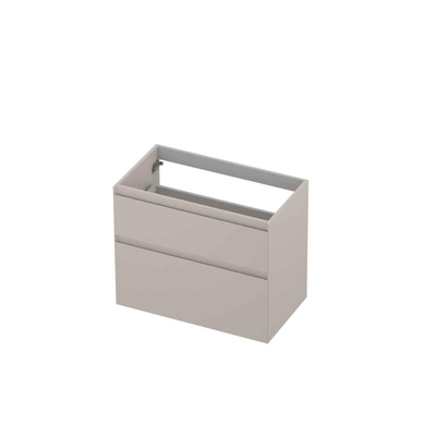 INK Wastafelonderkast - 80x45x65cm - 2 lades - greeploos - MDF lak - Mat kasjmier grijs