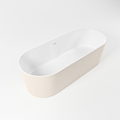 MONDIAZ NOBLE baignoire îlot - 180x75cm - solid surface - lin mat / talc (beige / blanc)