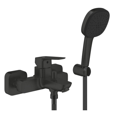 Grohe Cubeo Badkraan - met omstel - S koppelingen - inclusief handdouche en doucheslang - matte black (mat zwart)