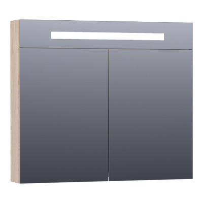 BRAUER Promise Deluxe spiegelkast - 80x70x15cm - met directe verlichting - 2 dubbelzijdige spiegeldeuren - Sunlit