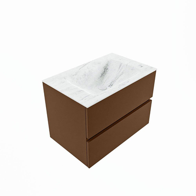 Mondiaz VICA-DLUX Ensemble de meuble de salle de bain - 70cm - meuble sous-vasque reposant - 2 tiroirs - lavabo encastrée cloud milieu - 1 trou de robinet - version haute de 60cm - opalo