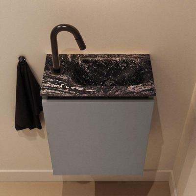 MONDIAZ TURE-DLUX Meuble de WC 40 cm Smoke. Lavabo EDEN Lava position à droite. Avec 1 trou de robinet.
