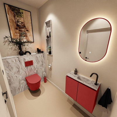 MONDIAZ TURE-DLUX 60cm toiletmeubel Fire. EDEN wastafel Glace positie rechts. Met 1 kraangat.
