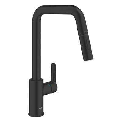 Grohe Start QuickFix Keukenkraan - met uittrekbare handdouche - met dual spray - voorsprong 22.1cm - matte black (mat zwart)