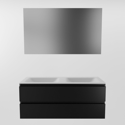 Mondiaz AIVY Ensemble de meuble - 120x45x50cm - 0 trous de robinet - 2 vasques talc Solid surface - Gauche et droite - 2 tiroirs - avec miroir - MDF Urban