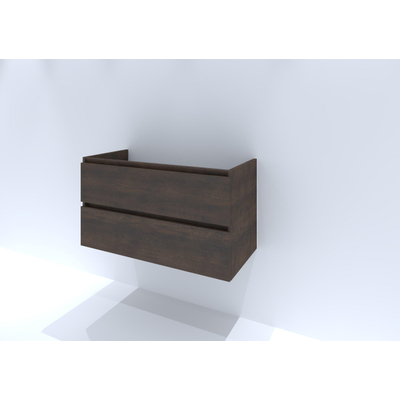 HR meubles de salle de bain Infinity meuble sous lavabo - 100x44.8x55cm - 2 tiroirs - sans poignée - carbone