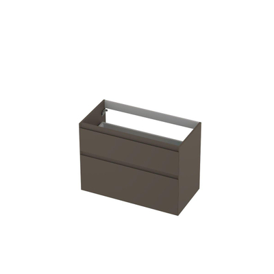 INK Wastafelonderkast - 80x45x65cm - 2 lades - greeploos - MDF lak - Mat zwart