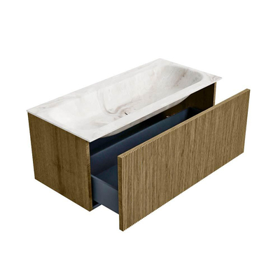 Mondiaz KURVE-DLUX Badkamermeubelset - 100x46x40cm - 1 lade - wastafel solid surface - midden - 1 kraangat - Dusk