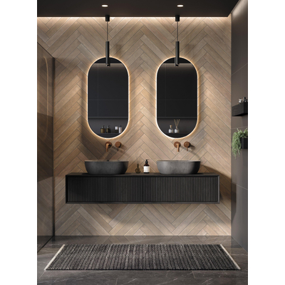 LoooX Mirror collection spiegel – ovaal – 40x80 cm – indirecte LED rondom – Zwart mat