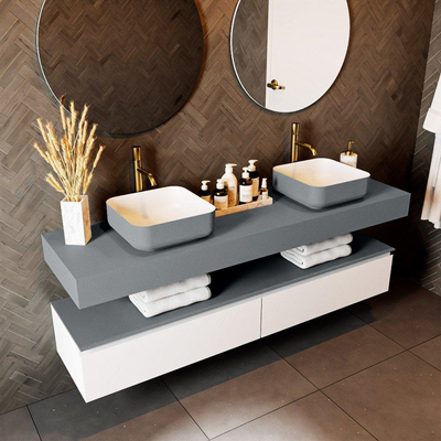 Mondiaz TOP 46 Plan vasque suspendu - 170x46x12cm - adapté pour une vasque à poser - Solid surface - Plata