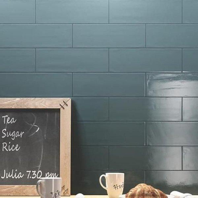 SAMPLE Ragno Brick glossy Carrelage mural 10x30cm 7.5mm pâte blanche Blue