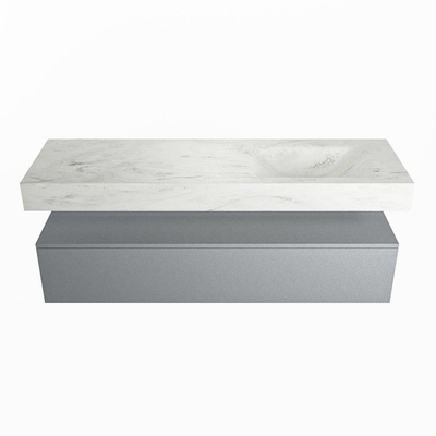 MONDIAZ ALAN - DLUX Badkamermeubelset - 150cm - onderkast - Plata - 1 lade - vrijhangende wastafel - wasbak rechts - 0 kraangaten - Opalo