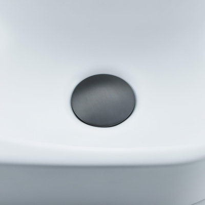 QeramiQ Fuente Ensemble de Lavabo - 40x21.5x12cm - gauche - lisse - demi-rond - 1 trou de robinet - céramique - ensemble de robinet gunmetal - bouchon de vidange - siphon abaissé - blanc mat