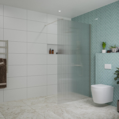 FugaFlow Eccelente Vetro Douche à l'italienne - 110x200cm - verre nervuré - Inox brossé