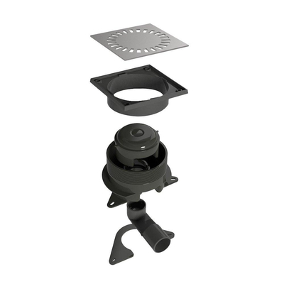 Easy Drain Aqua brilliant siphon de sol abs 15x15cm sortie latérale et verticale inox brossé
