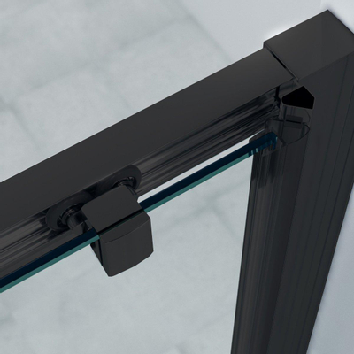 Marenza Slide Quick Fit Schuifdeur - 110x190cm - 6mm veiligheidsglas - alu profiel - anti kalk - mat zwart