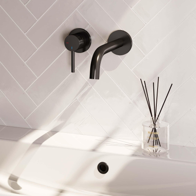 Brauer Black Edition Mitigeur de lavabo encastré - bec coudé à droite - levier long et étroit - modèle A2 - noir mat