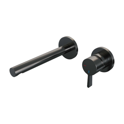 BRAUER Gunmetal Edition Wastafelmengkraan inbouw - rechte uitloop links - hendel middel dik - inclusief inbouwdeel - model E 1 - PVD - geborsteld gunmetal