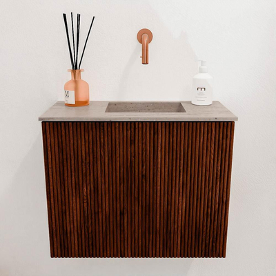 Mondiaz JOYA-DLUX 50cm toiletmeubel - kleur Ruby - Wastafel FAYE positie Rechts Zonder kraangat kleur Saba.
