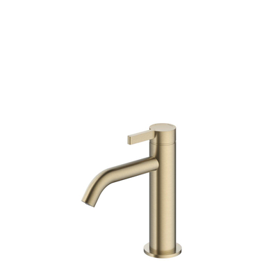 Hotbath Ace Wastafelmengkraan - laag - opbouw - zonder waste - PVD - geborsteld messing (goud)
