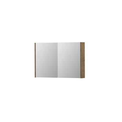 INK SPK1 spiegelkast – 90x60x14 cm – 2 deuren, dubbelzijdige spiegeldeuren – Naturel eiken