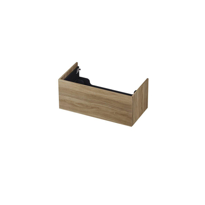 INK Wastafelonderkast - 90x45x37.6cm - 1 lade - push to open - met recht opdekfront - MFC - Zuiver eiken