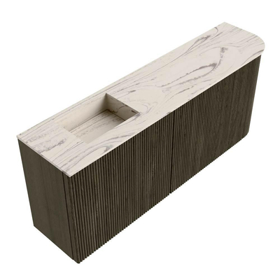 Mondiaz JOYA-DLUX 101.6cm meuble de salle de bains WC - arrondi droit couleur Shadow - Vasque FAYE position Gauche Sans trou de robinet couleur Nata