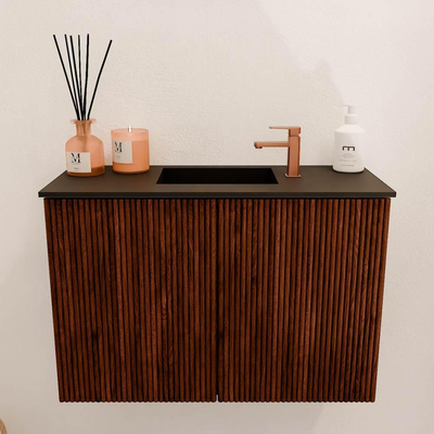 Mondiaz JOYA 60cm toiletmeubel - kleur Ruby - Wastafel FAYE positie Midden 1 kraangat kleur Urban.