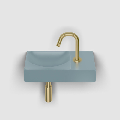 Clou Vale lavabo 38 cm avec trou de robinet à droite bleu mat céramique